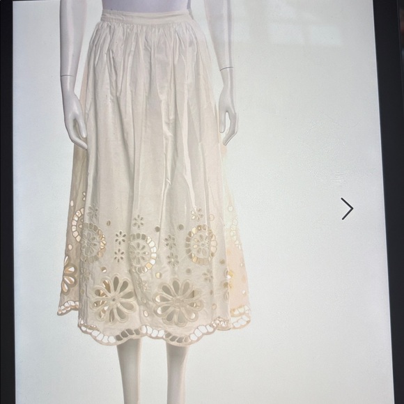 THE GREAT. Dresses & Skirts - THE GREAT. Cream Midi Eyelet Skirt